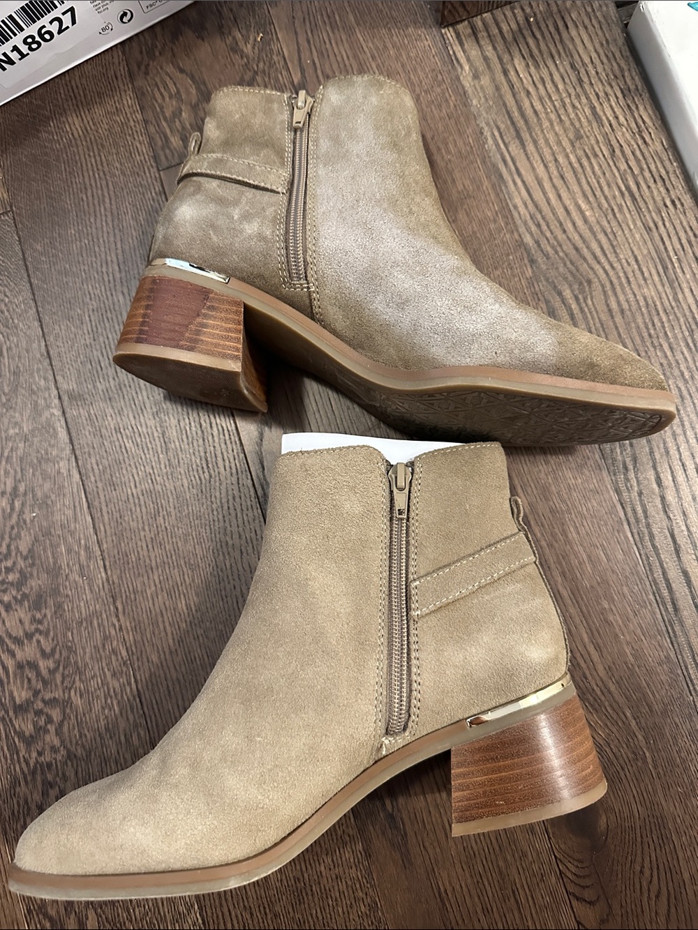 Aldo Serrafina Suede Leather Ankle Bootie with Buckle Strap - Taupe - Picture 7 of 13